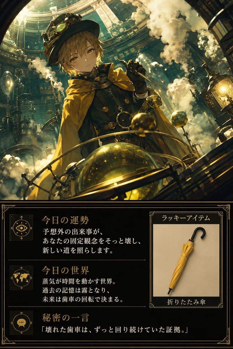 Steampunk Daily Fortune Card - AI image template preview