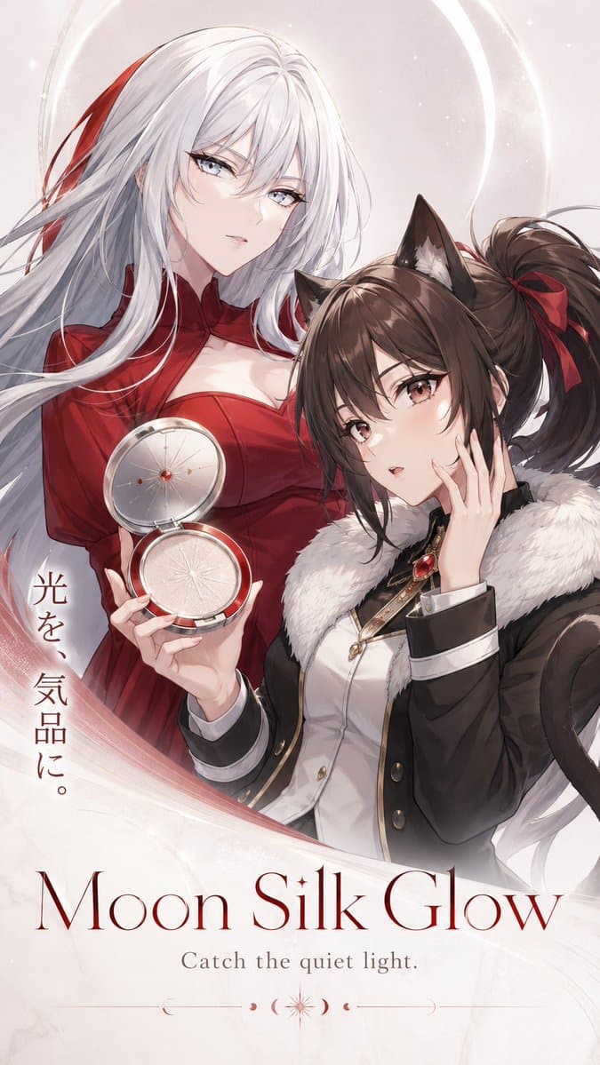 Moon Silk Glow Anime Beauty Poster - AI image template preview