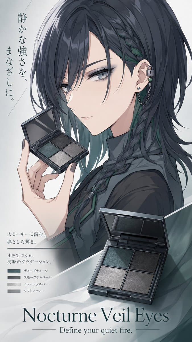 Nocturne Veil Eyes Anime Beauty Poster - AI image template preview