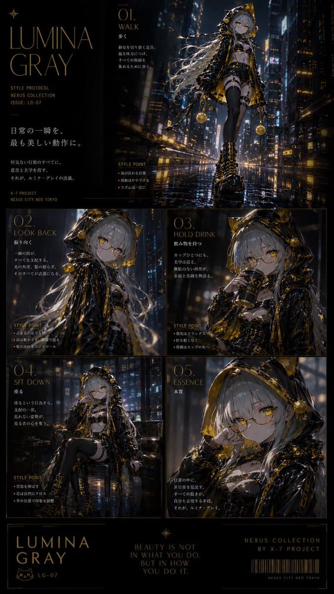 Lumina Gray Cyberpunk Fashion Editorial - AI image template preview