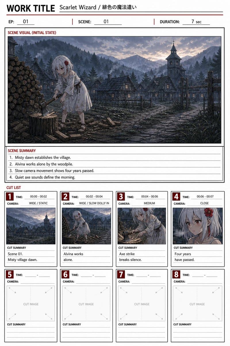 Anime Storyboard Sheet - AI image template preview