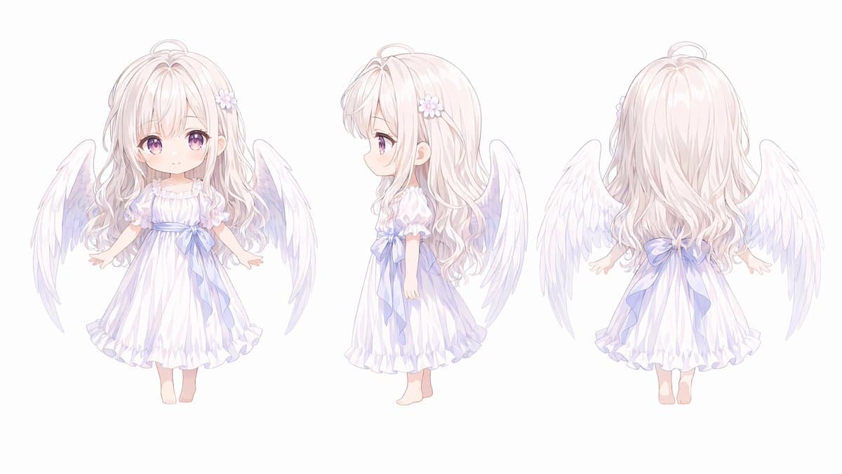 Chibi Angel Three-View Turnaround - AI image template preview