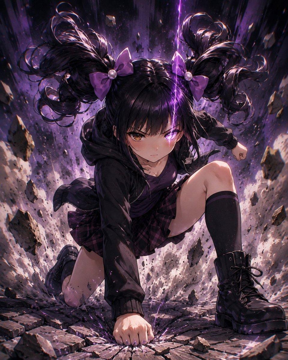 Gothic Anime Superhero Landing - AI image template preview