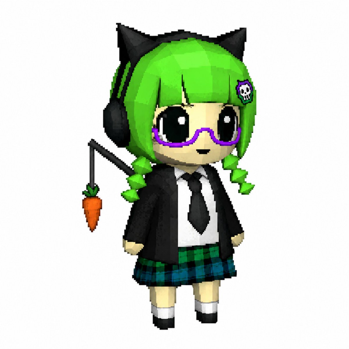 Voxel Chibi Cat-Ear Girl - AI image template preview