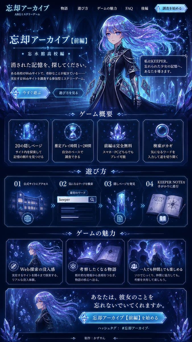 Forgotten Archive ARG Landing Page - AI image template preview