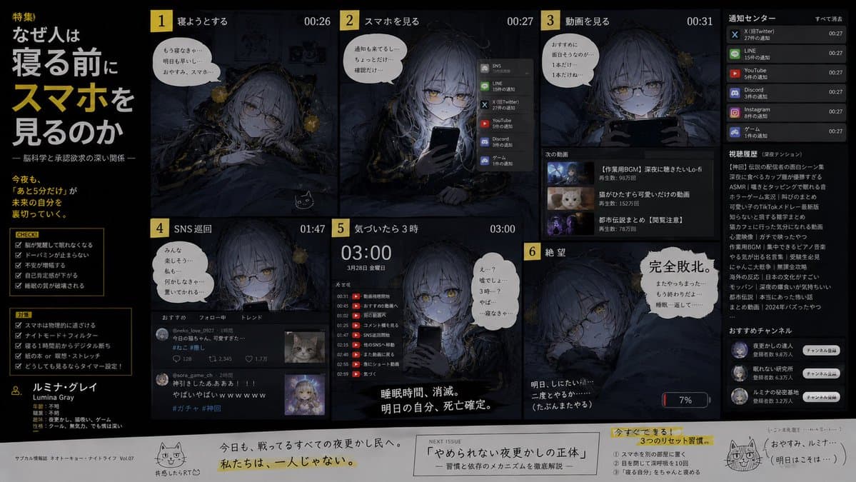 Bedtime Smartphone Anime Infographic - AI image template preview
