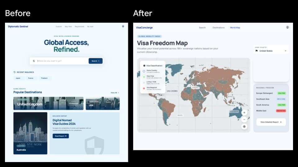 Visa App UI Before and After - AI image template preview