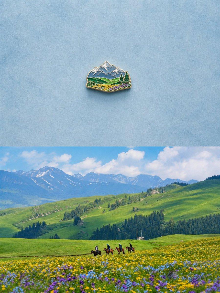 Alpine Landscape Souvenir Magnet - AI image template preview