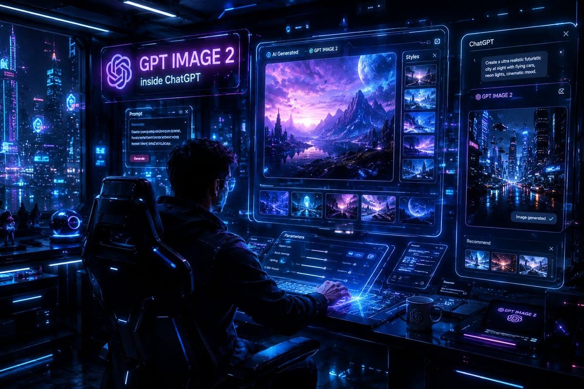 Cyberpunk AI Creative Workspace - AI image template preview