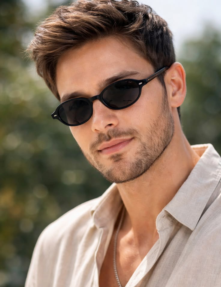 Golden Hour Male Fashion Portrait - AI image template preview