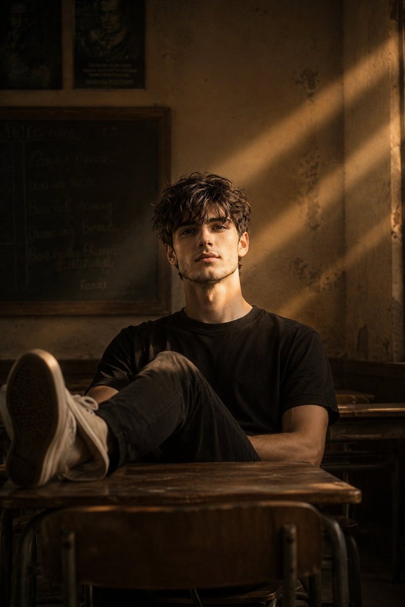 Vintage Classroom Cinematic Portrait - AI image template preview