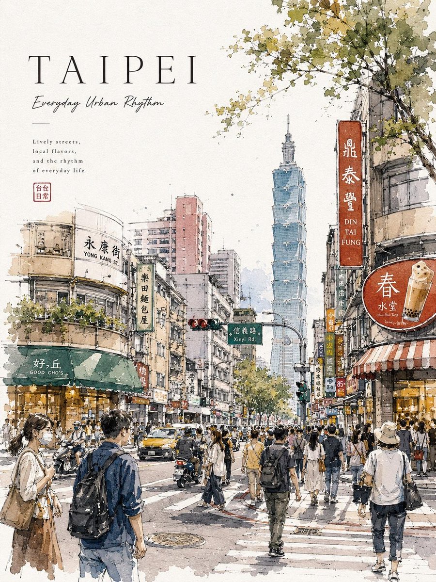 Watercolor Urban Travel Poster - AI image template preview