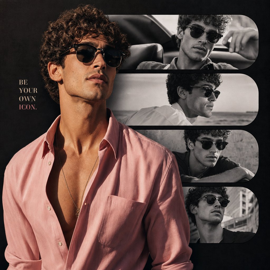 Fashion Portrait Collage Poster - AI image template preview