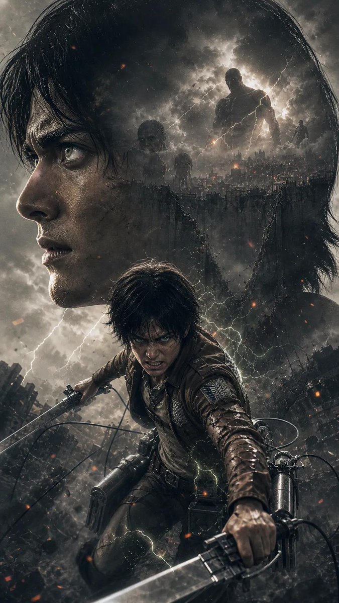 Attack on Titan Anime Poster - AI image template preview