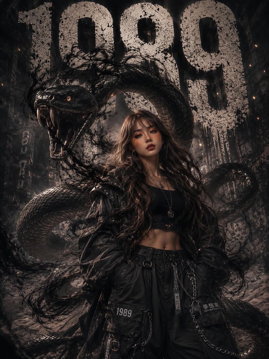 Monochrome Fashion Python Portrait - AI image template preview