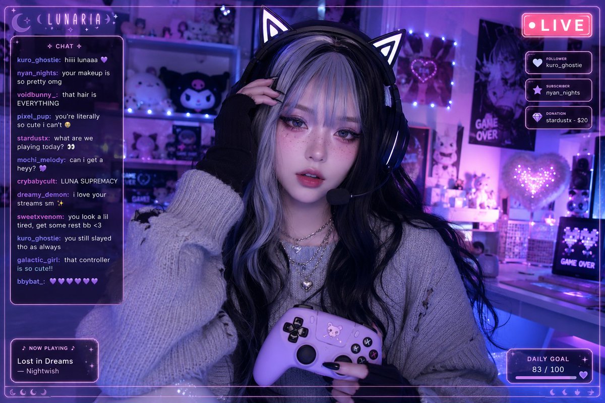 Aesthetic Gamer Girl Streamer - AI image template preview