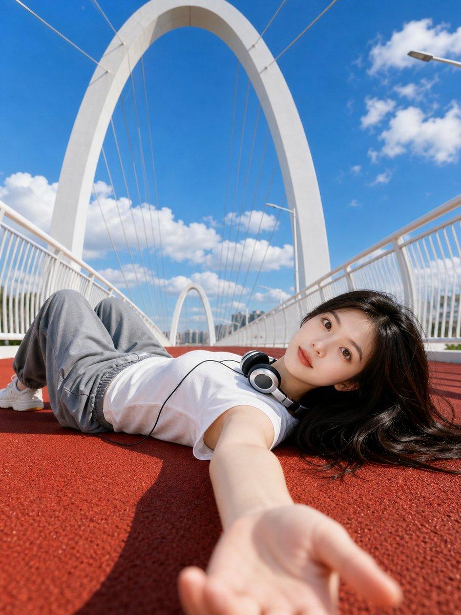 Summer Bridge Track Portrait - AI image template preview