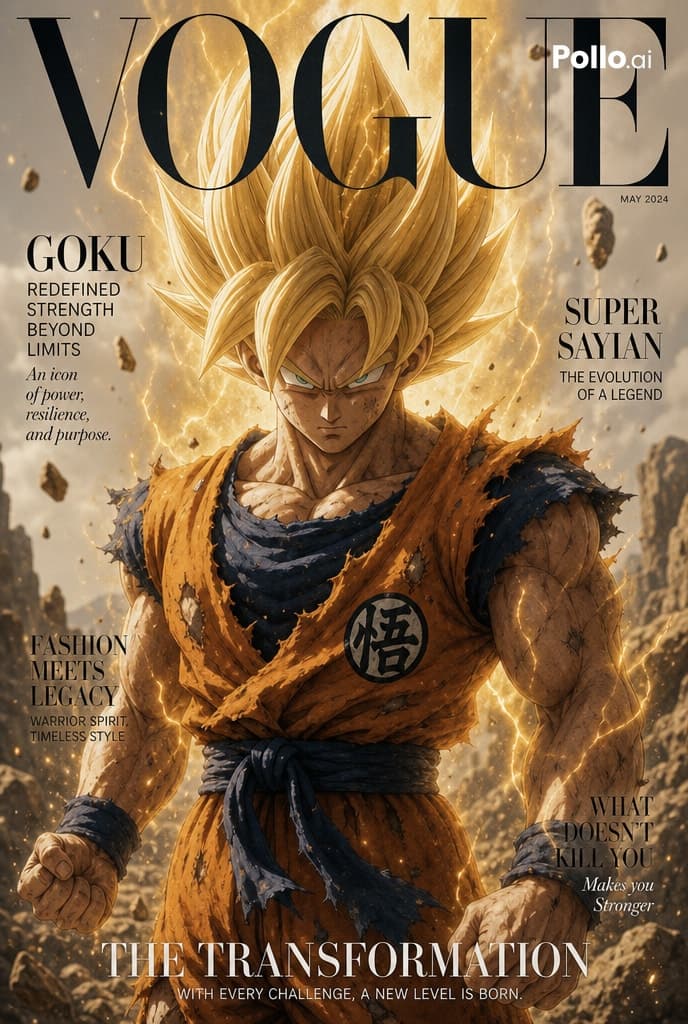 Anime Character Vogue Cover - AI image template preview