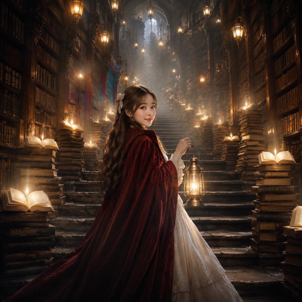 Vintage Librarian Fantasy Portrait - AI image template preview