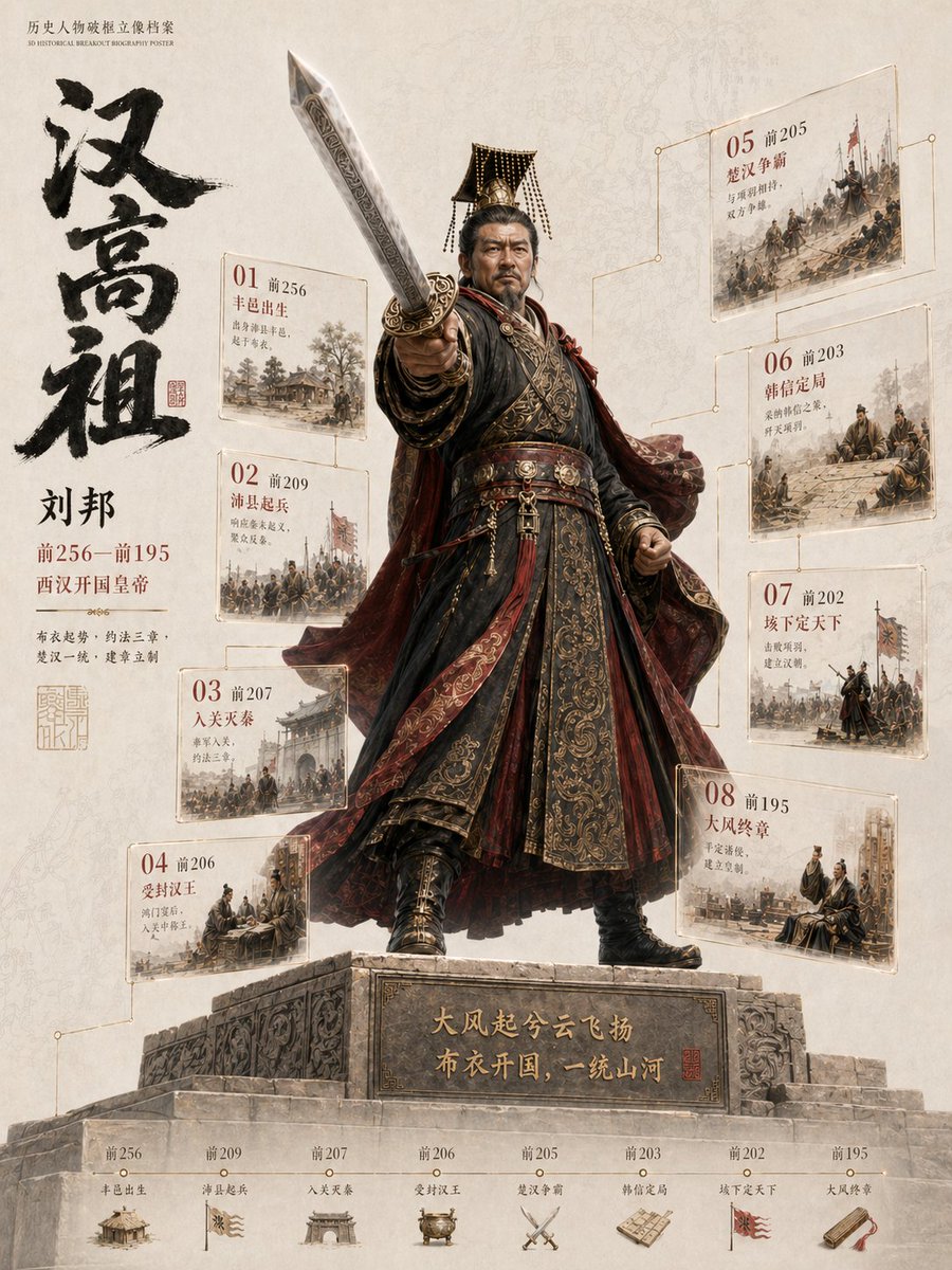 3D Historical Biography Poster Template - AI image template preview