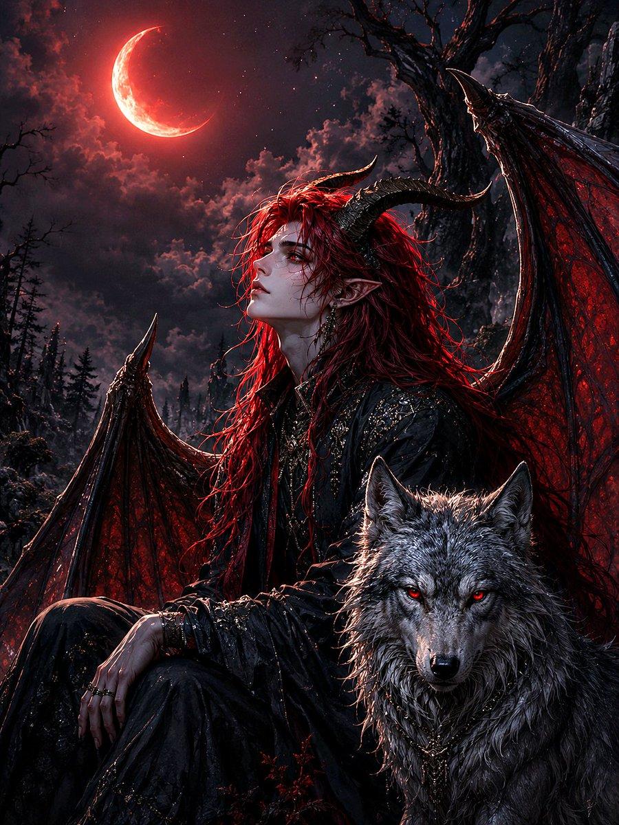 Guardian of the Night Silver Wolf - AI image template preview
