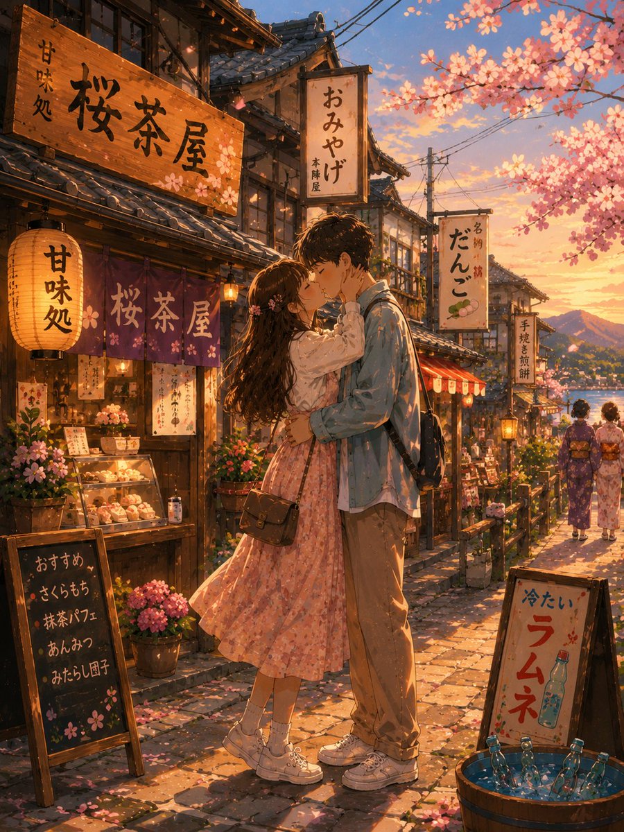 Romantic Kyoto Anime Scene - AI image template preview