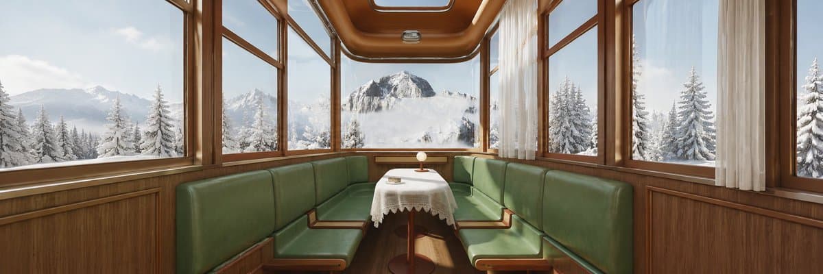 Vintage Alpine Train Lounge - AI image template preview