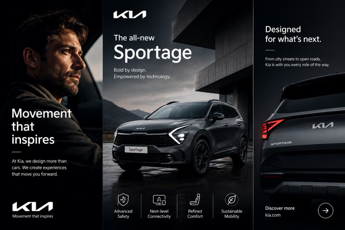 Kia Sportage Triptych Ad - AI image template preview