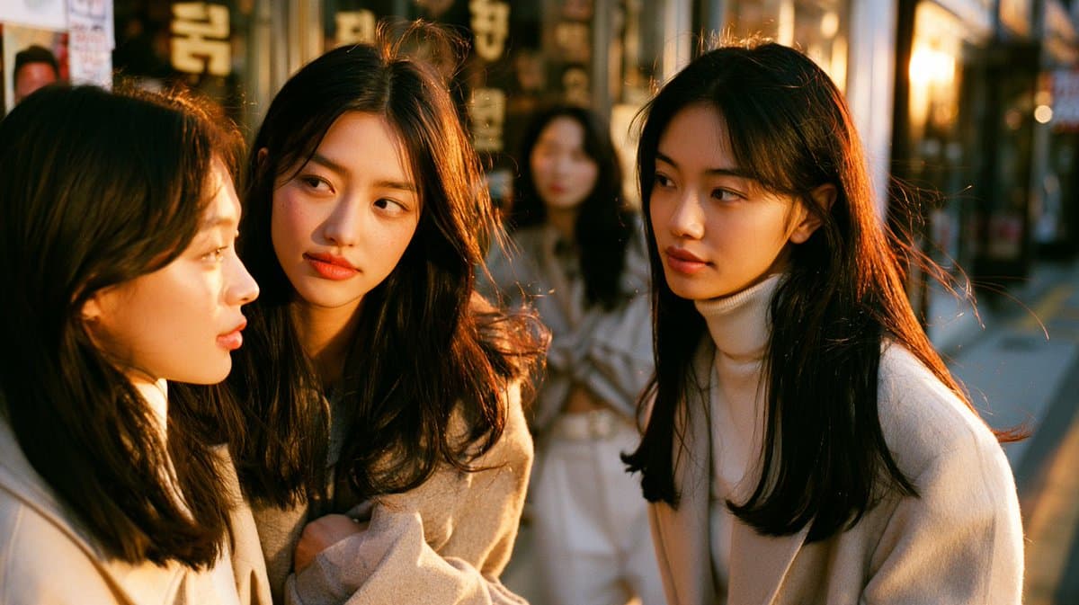 Close-Up Seoul Street Chat - AI image template preview