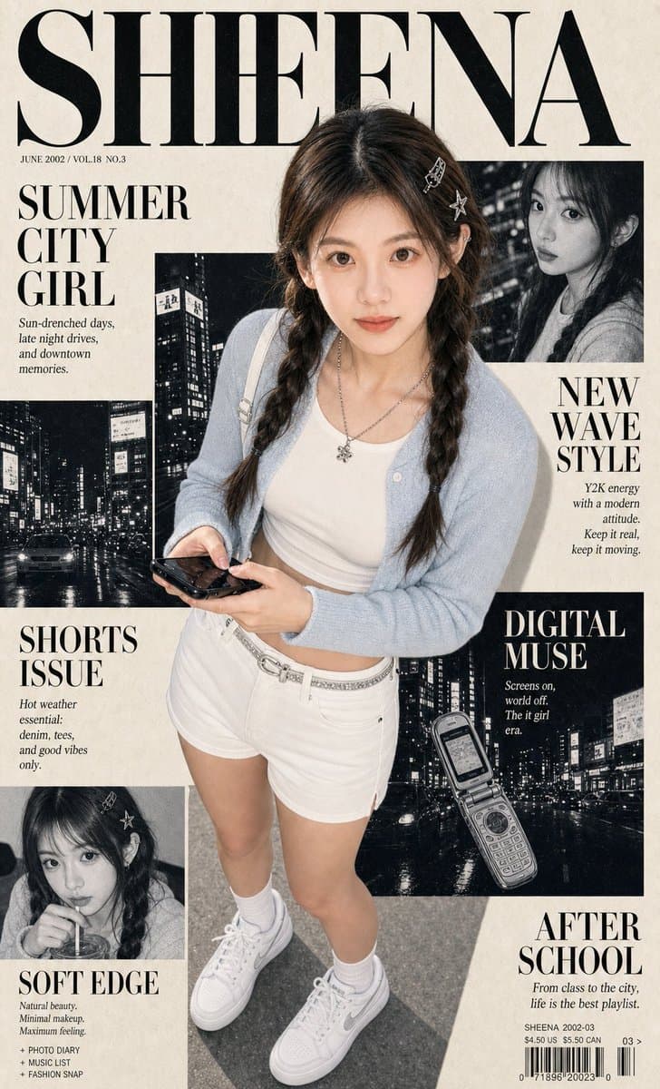 Y2K City Girl Magazine Cover - AI image template preview