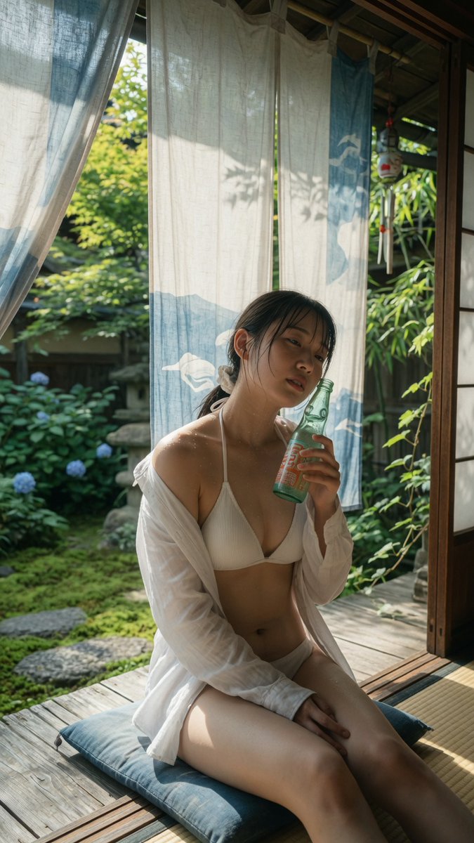 Japanese Veranda Summer Portrait - AI image template preview