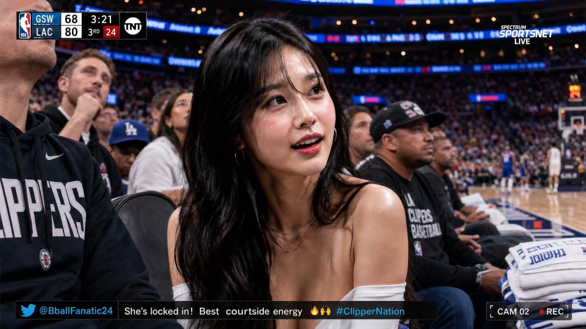 NBA Courtside Broadcast Screenshot - AI image template preview