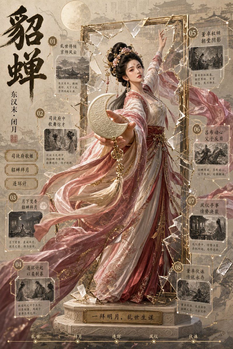 Diaochan 3D Break-Frame Archive Poster - AI image template preview