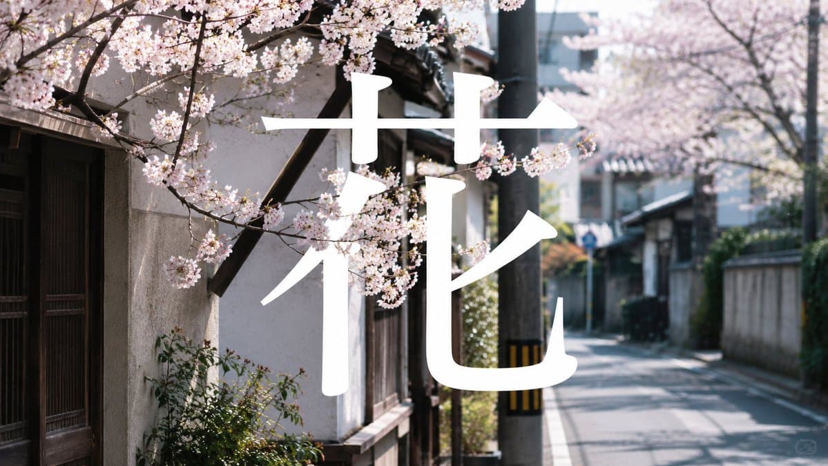 Cherry Blossom Street Kanji Poster - AI image template preview