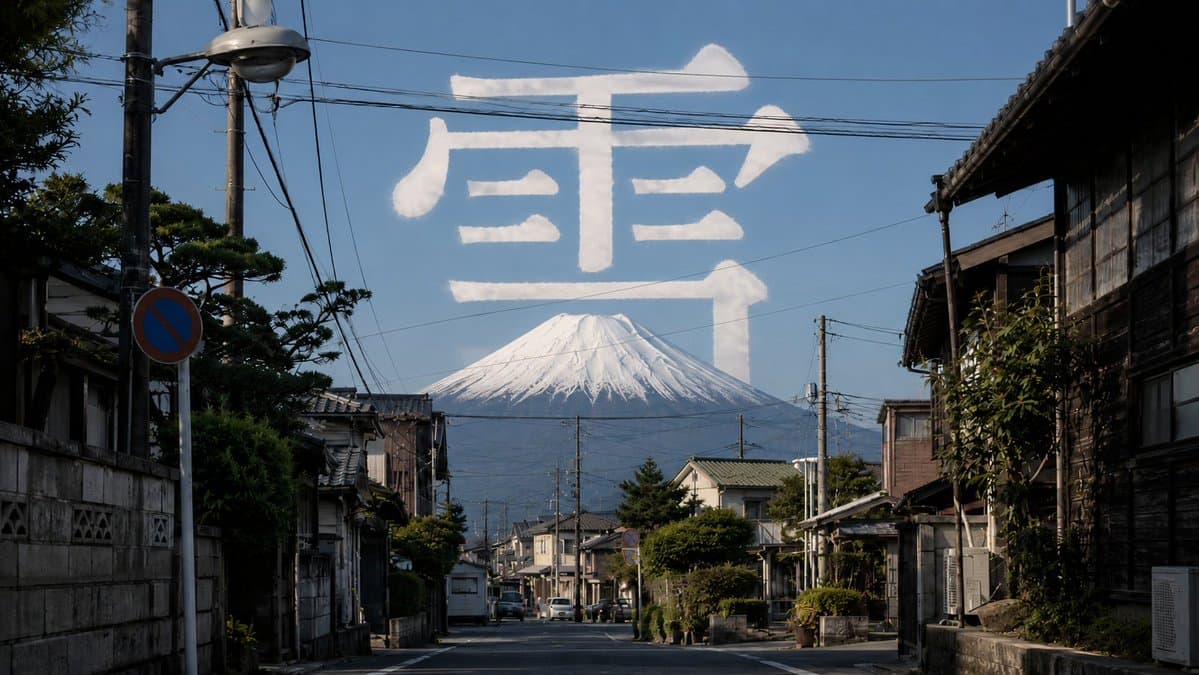 Mount Fuji Street With Cloud Kanji - AI image template preview