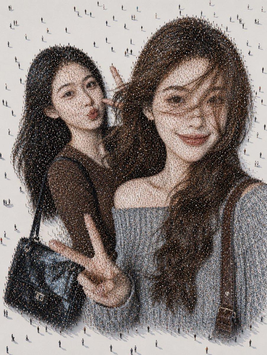 Crowd Mosaic Best Friends Selfie - AI image template preview