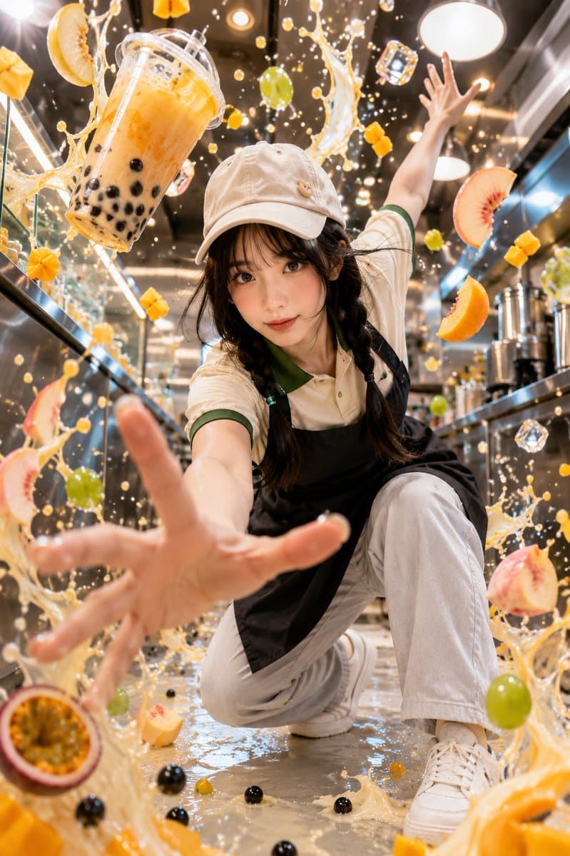 Tropical Bubble Tea Explosion - AI image template preview