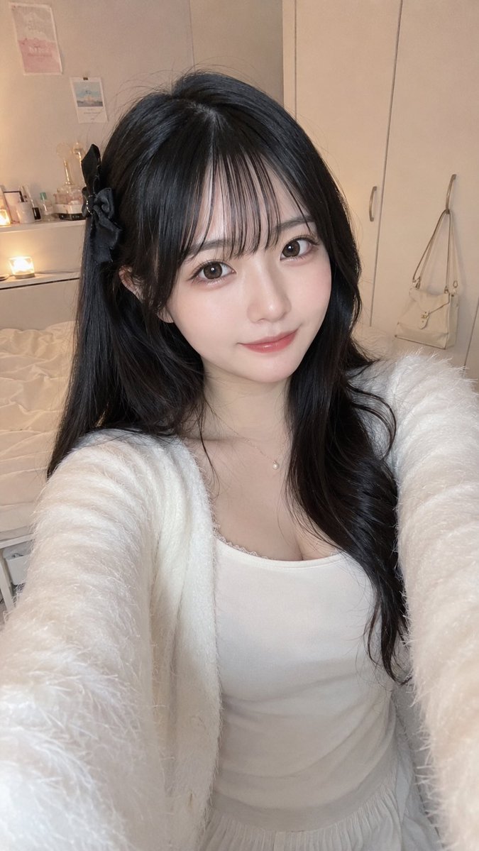Cozy Bedroom Selfie Portrait - AI image template preview