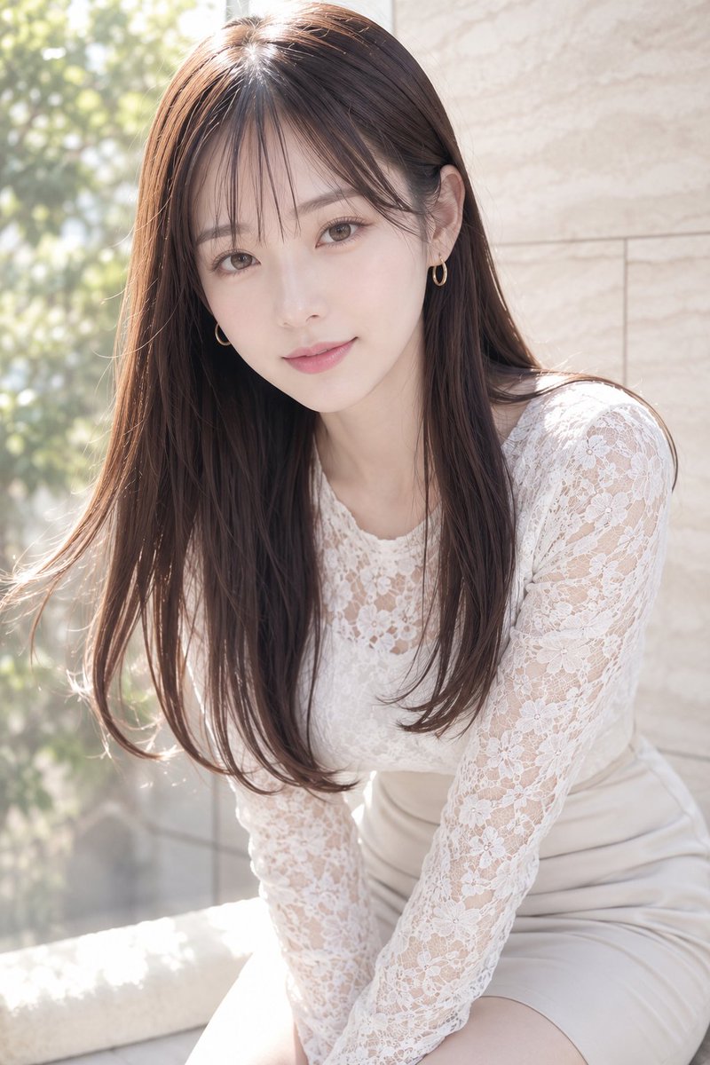 Soft Window Portrait with Lace Outfit - AI image template preview