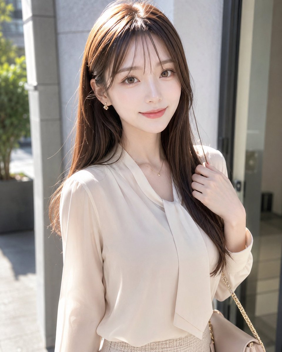 Sunlit Fashion Portrait with Privacy Block - AI image template preview