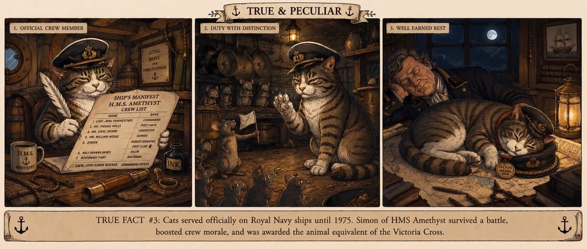 Vintage Royal Navy Ship Cat Triptych preview