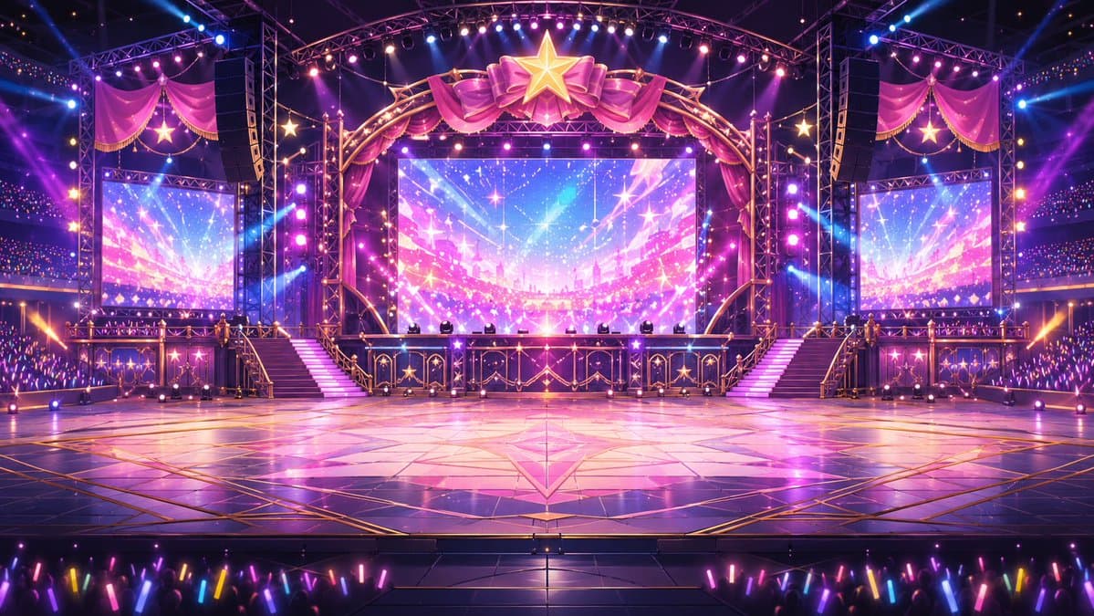 Neon VTuber Arena Stage - AI image template preview