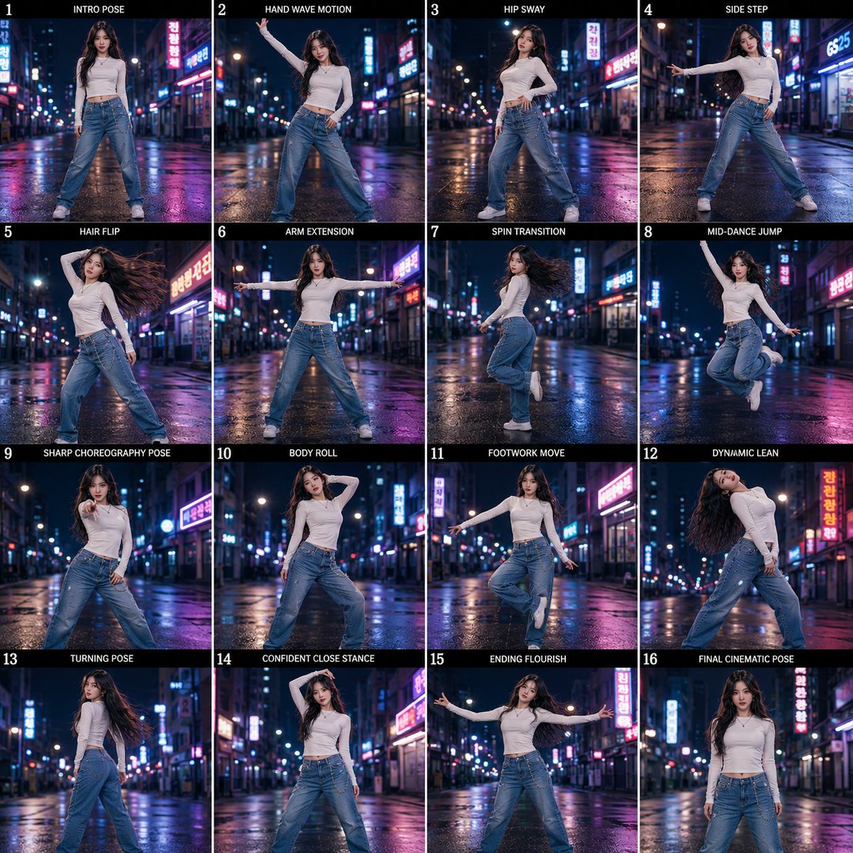 K-Pop Dance Motion Sheet - AI image template preview