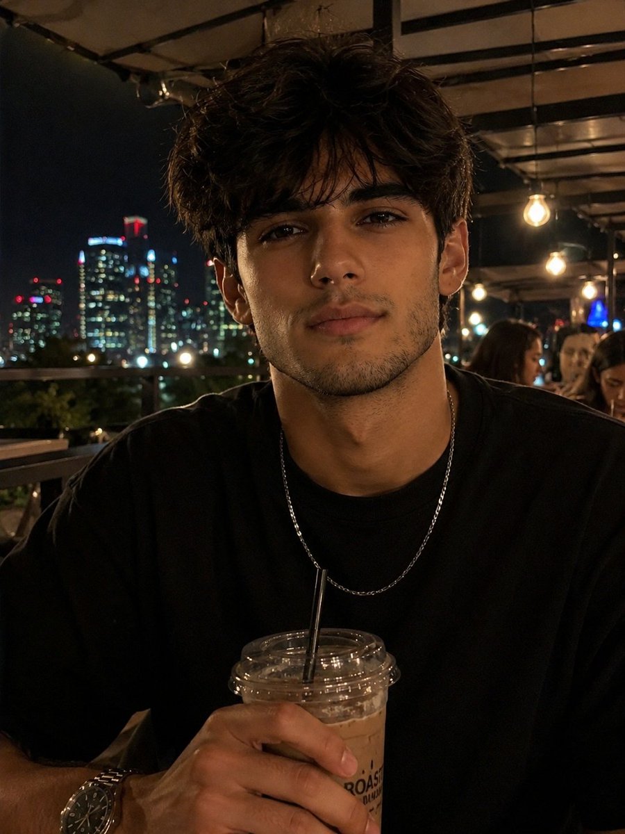 Night Rooftop iPhone Portrait - AI image template preview