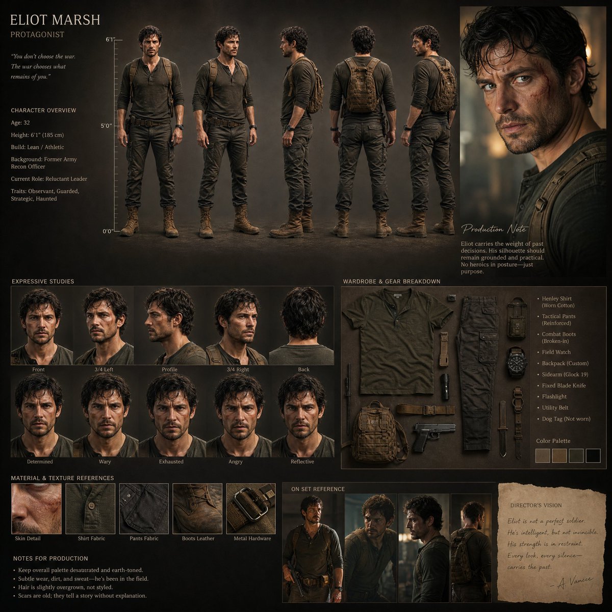 Realistic Character Design Board - AI image template preview