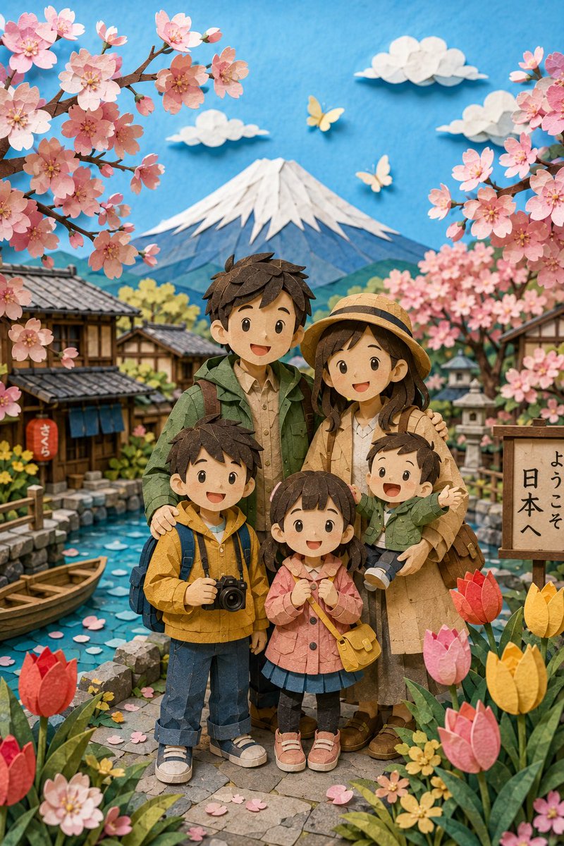 3D Paper-Cut Family Portrait - AI image template preview