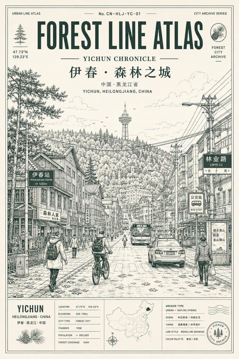 Urban Line Atlas Poster - AI image template preview