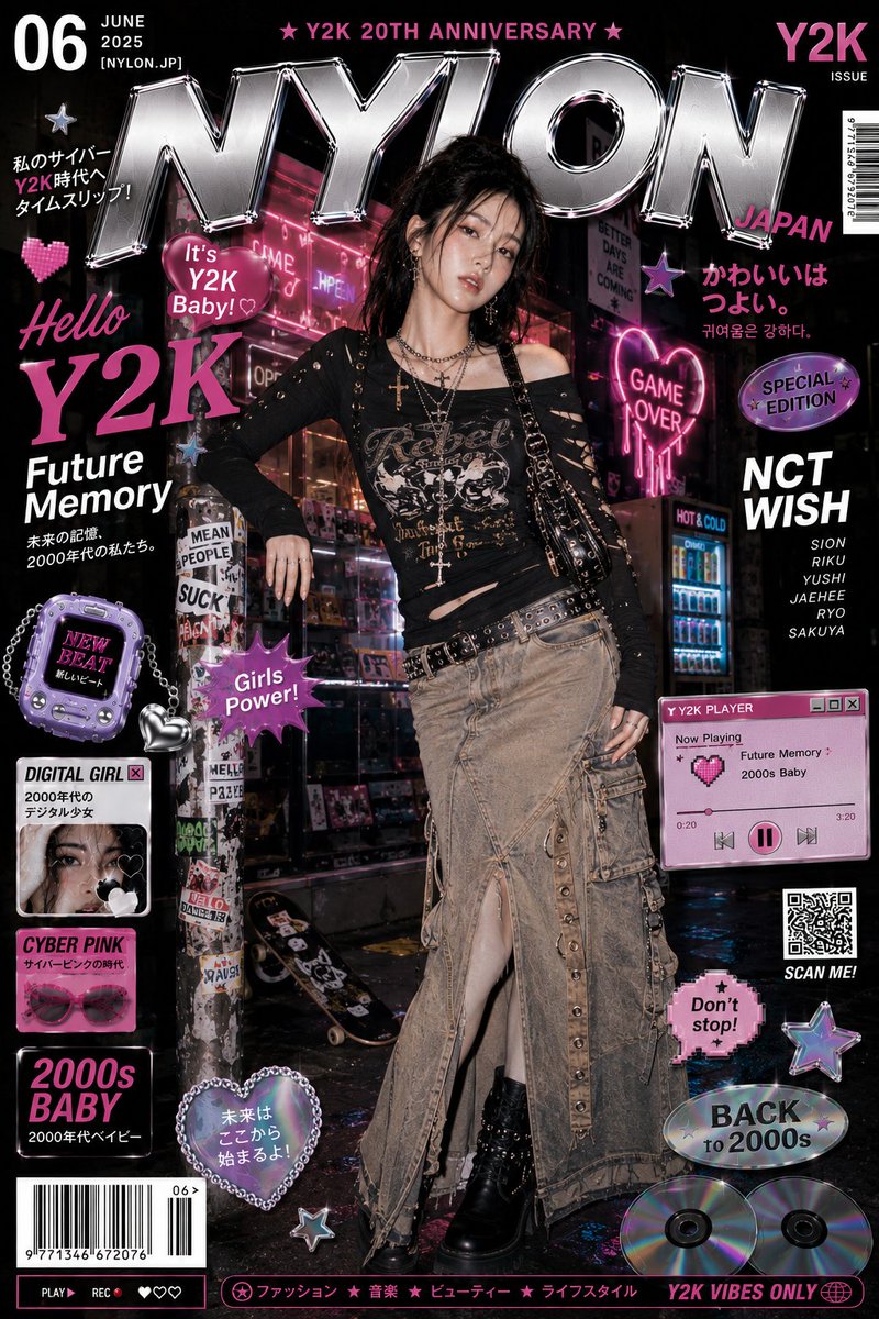 Cyberpunk Y2K Editorial Cover - AI image template preview