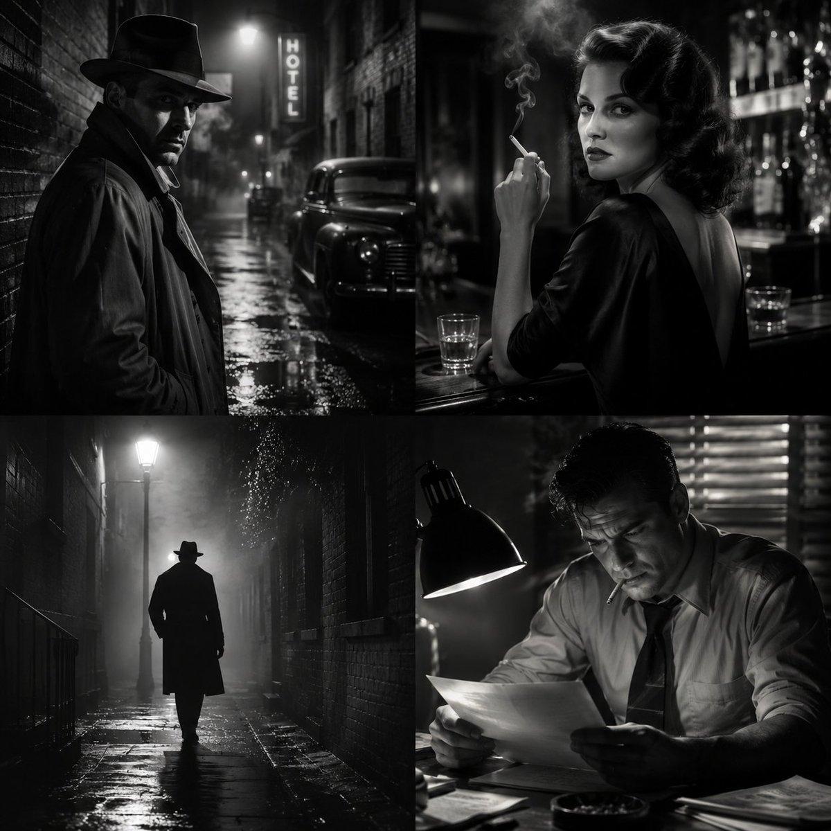 Film Noir Grayscale Drama - AI image template preview