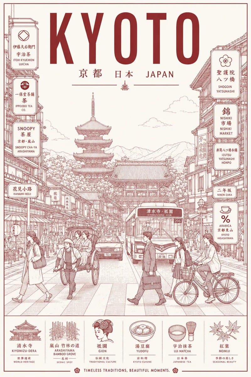 Minimalist Line Art Travel Poster - AI image template preview